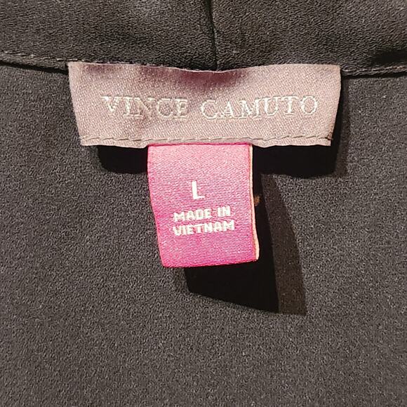 Vince Camuto Sleeveless Flowy Top Womens Sz Large Black Sheer Minimalist Shirt - Picture 4 of 7